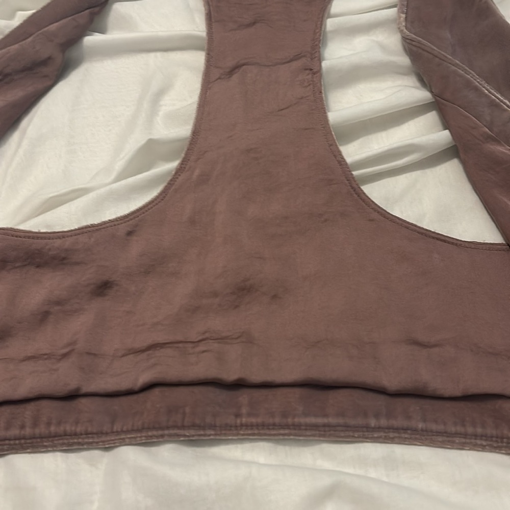 Free People rose mauve open velvet vest w/admirial buttons SZ   M boho chic - Picture 7 of 13